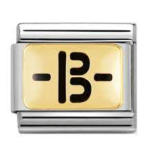 030263/05 Classic Yellow Gold Enamel Blood Type B- Link