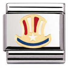 030226/01D Classic,S/Steel,enamel,18k gold Uncle Sam Hat USA