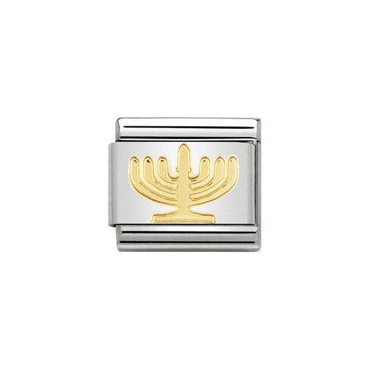 030105/10D Classic S/steel,18k gold Menorah