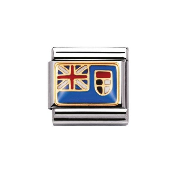 030238/03 Classic RELIEF S/Steel,enamel,18k gold ,Fiji Flag