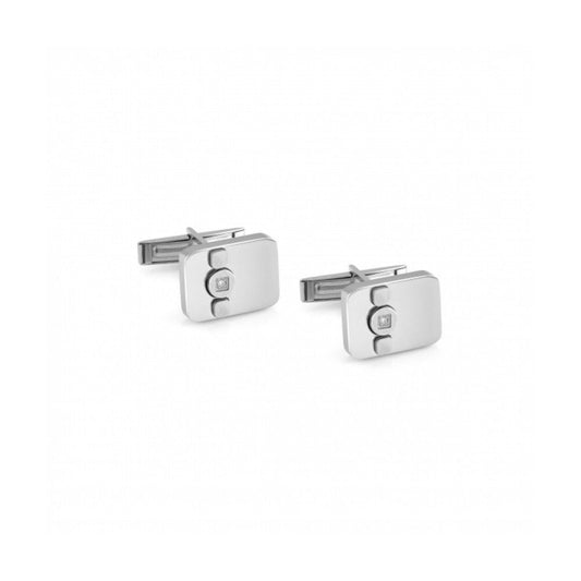SALE 022521/001 VOYAGE CUFFLINKS STEEL & DIAMOND