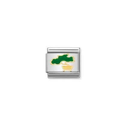 030278/18D Classic Yellow Gold Enamel Bonsai Link