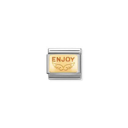 Classic Yellow Gold Enamel Enjoy Angel Link