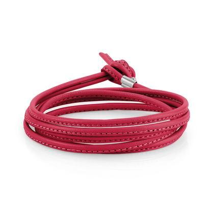 BON BON bracelet in leather and st. steel (LONG) (002_RED 650)