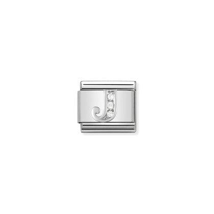 330301 Classic Silver Letter with CZ Stones Link