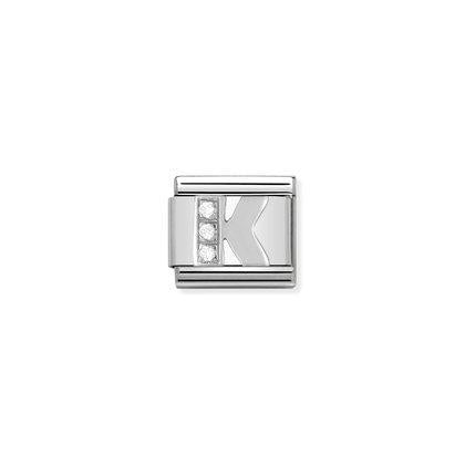 330301 Classic Silver Letter with CZ Stones Link