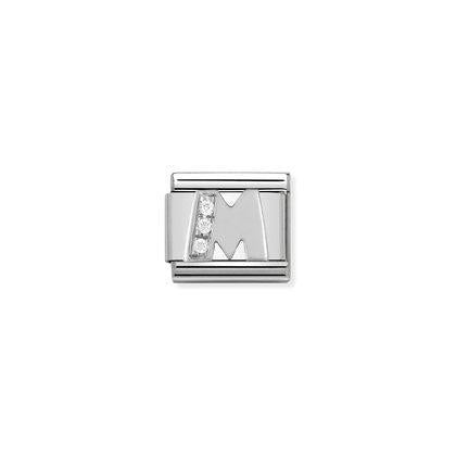 330301 Classic Silver Letter with CZ Stones Link