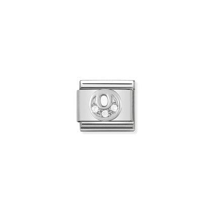 330301 Classic Silver Letter with CZ Stones Link