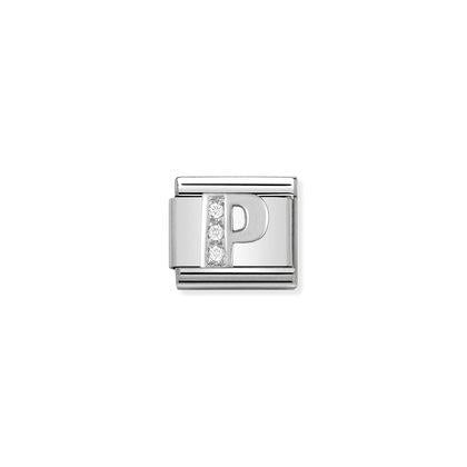 330301 Classic Silver Letter with CZ Stones Link