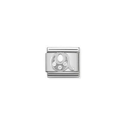 330301 Classic Silver Letter with CZ Stones Link