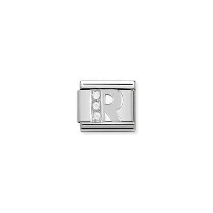 330301 Classic Silver Letter with CZ Stones Link