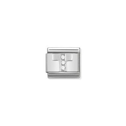 330301 Classic Silver Letter with CZ Stones Link
