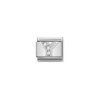 330301 Classic Silver Letter with CZ Stones Link