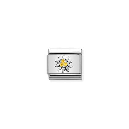 330304/29 Classic Silver Sun with Yellow CZ Link