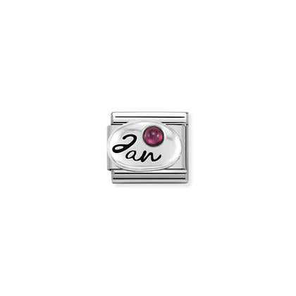 330505 Classic Silver Birth Month Plate with stone Link