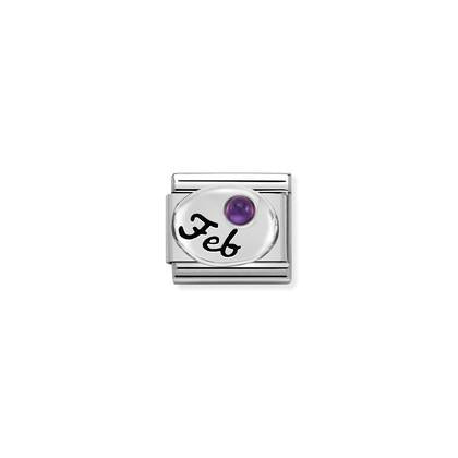 330505 Classic Silver Birth Month Plate with stone Link