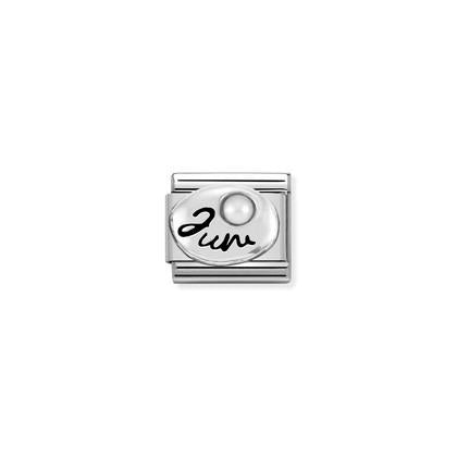 330505 Classic Silver Birth Month Plate with stone Link