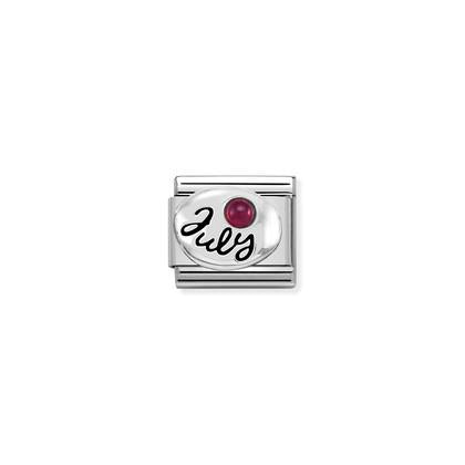 330505 Classic Silver Birth Month Plate with stone Link