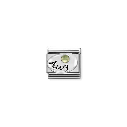 330505 Classic Silver Birth Month Plate with stone Link