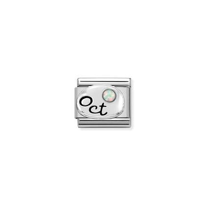 330505 Classic Silver Birth Month Plate with stone Link