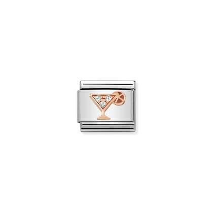 430305/28 Classic Rose Gold Cocktail Glass with CZ Link