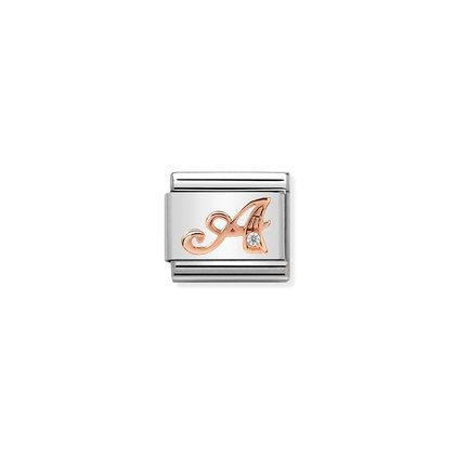 430310 Classic Rose Gold Letter with CZ Stone Link