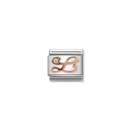 430310 Classic Rose Gold Letter with CZ Stone Link