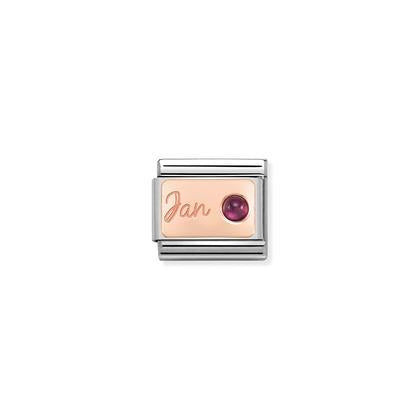 430508 Classic Rose Gold Birth Month Plate with stone Link
