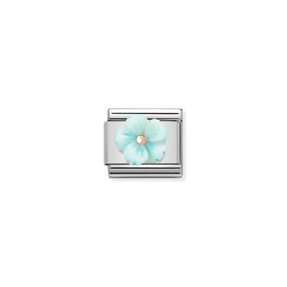 430510/04 Classic Rose Gold & Turquoise Mother of Pearl Flower Link