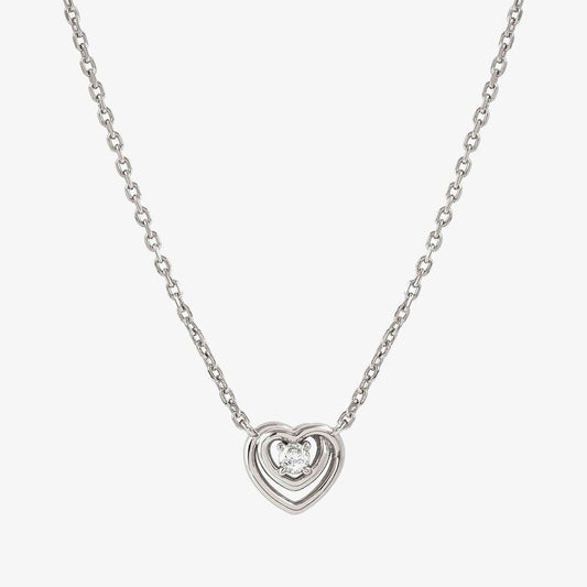 241706/005 Cosmic Love Sterling Silver Necklace with Small Heart Pendant and CZ Stone