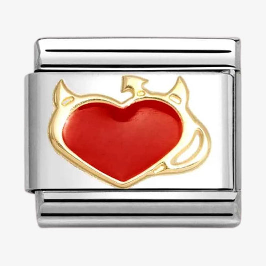 030207/51 Classic 18ct Yellow Gold & Red Enamel Devil Heart Link
