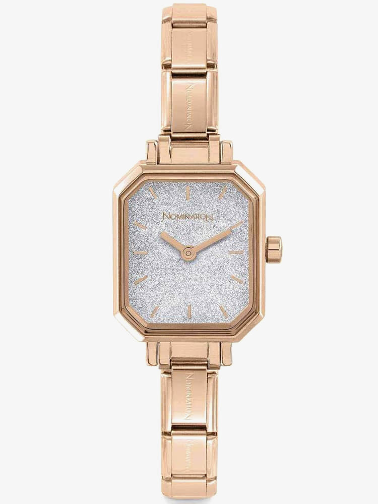 076031/023 Paris ROSE PVD Watch with Silver Glitter Dial*