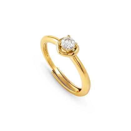 241700/006 Cosmic Love Sterling Silver & 18ct YGP Adjustable Shaped Heart Ring with CZ Stone (size 11-17)