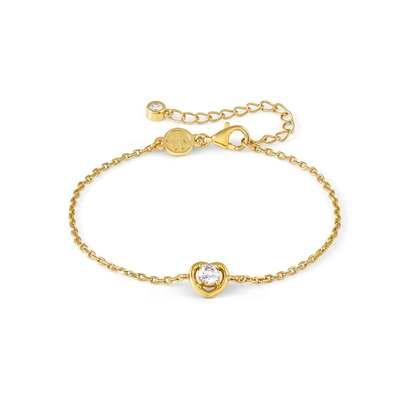 241703/006 Cosmic Love Sterling Silver & 18ct Yellow Gold Plated Bracelet with Heart Detail & Cz Stone Link