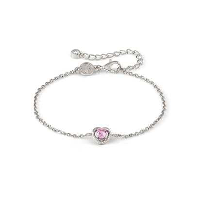 241704/002 Cosmic Love Sterling Silver Bracelet with Pink Heart Detail & CZ Stone