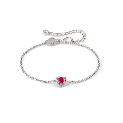 241704/006 Cosmic Love Sterling Silver Bracelet with RED Heart Detail & CZ Stone