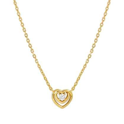 241706/006 Cosmic Love Sterling Silver & 18ct Yellow Gold Plated Small Heart Pendant with CZ Stone