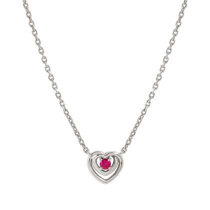 241707/006 Cosmic Love Sterling Silver Necklace with Small Heart Pendant and RED CZ Stone