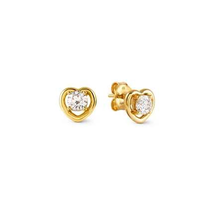 241710/006 Cosmic Love Sterling Silver & 18ct Yellow Gold Plated  Stud Earrings Heart Shaped with CZ Stone