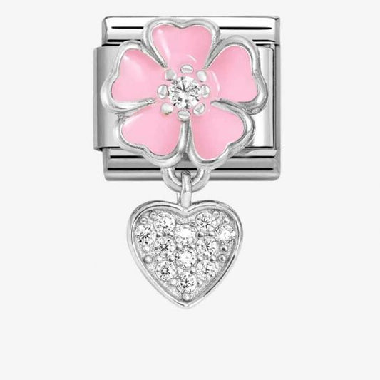 Composable Classic CHARMS steel, 925 sterling silver, enamel and cz (01_Pink flower with heart)