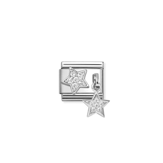 Composable Classic CHARMS steel, 925 silver and cz pavè Star and star