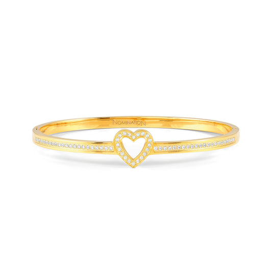 029502/006 PRETTY BANGLES bracelet in steel and cz SYMBOLS (SIZE LARGE) (006_Gold Heart)