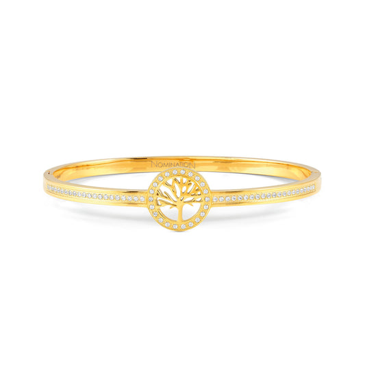 029502/030 PRETTY BANGLES bracelet in steel and cz SYMBOLS (SIZE LARGE) (030_Yellow Gold Life Tree)