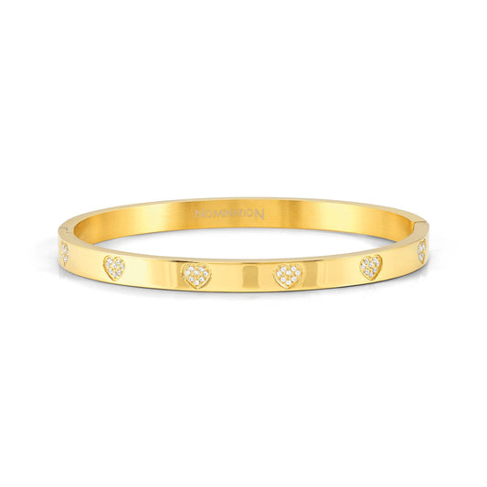 029503/006 PRETTY BANGLES bracelet in steel and cz PAVE (SMALL SIZE) (006_Gold Heart)