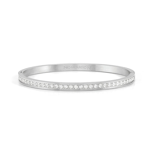 029506/001 PRETTY BANGLES bracelet in steel and cz (SIZE LARGE) (001_WHITE)