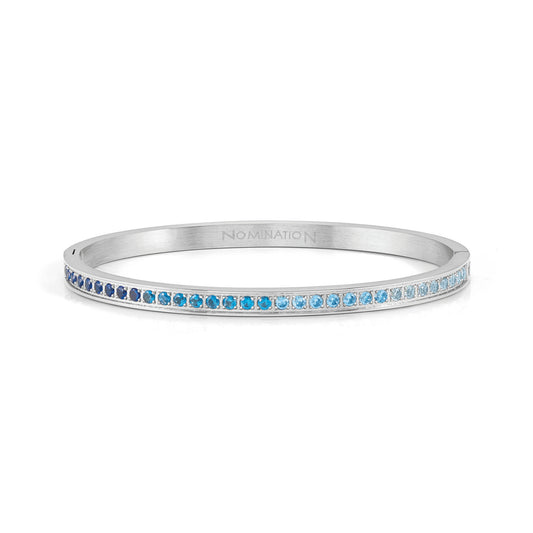 029506/003 PRETTY BANGLES bracelet in steel and cz (SIZE LARGE) (003_LIGHT BLUE)