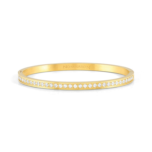 029506/020 PRETTY BANGLES bracelet in steel and cz (SIZE LARGE) (020_WHITE fin, Yellow gold)
