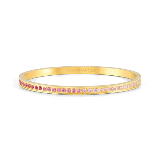 029506/021 PRETTY BANGLES bracelet in steel and cz (SIZE LARGE) (021_PINK fin, Yellow gold)