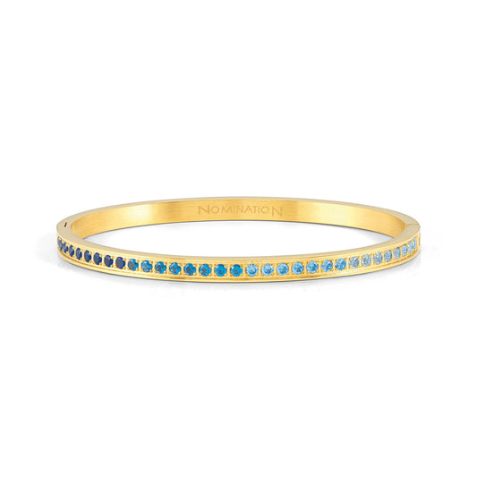 029506/022 PRETTY BANGLES bracelet in steel and cz (SIZE LARGE) (022_lLIGHT BLUE fin, Yellow gold)