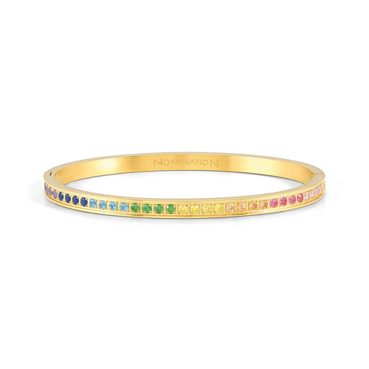 029506/024 PRETTY BANGLES bracelet in steel and cz (SIZE LARGE) (024_MIXED fin, Yellow gold)